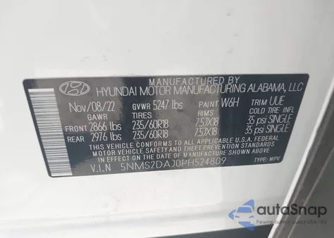 2023 Hyundai Santa Fe Sel from USA, damaged, VIN 5NMS2DAJ0PH524809